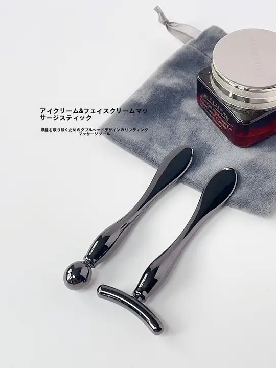金属製T字型しわ用アイクリームマッサージ棒【リフトアップ・フェイスマッサージ・クリーム用スプーン】