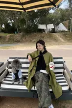秋冬用 無領デザインのカジュアルコート【抽绳付き・燕尾・工装スタイル】