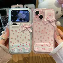 フラワープリントリボンデザインのスマートフォンケース【iPhoneやXiaomi、Huawei対応】