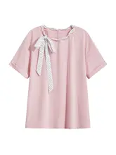 半袖Tシャツ レディース スカーフデザイン フレンチ風 おしゃれ 若見え ゆったり ルーズ 着痩せ 着回し カジュアル 夏