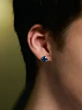 サファイア925純銀イヤリング【ユニセックス・スタイリッシュデザイン・シンプル】