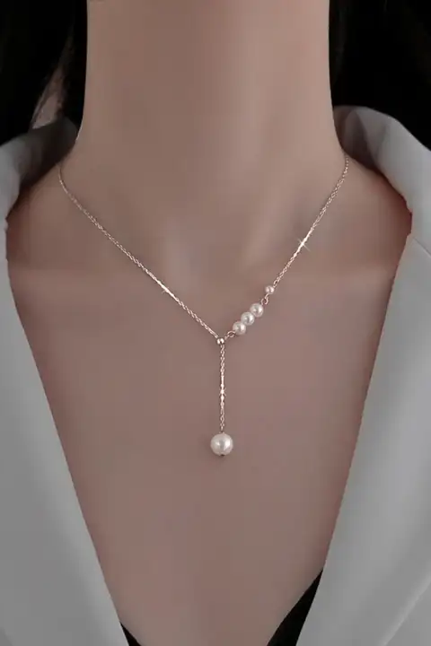 999純銀パールネックレス【シンプル・鎖骨チェーン・軽やかで上品】