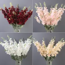 大2叉のデルフィニウム造花【欧式ロングブランチ・ウェディング装飾用・背景用フラワーアレンジメント】