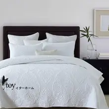 両面使用可能な純綿刺繍軽奢キルト布団カバー3点セット【シンプルデザイン・厚手・畳用】
