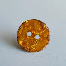 ツイード風ブラウンポリエステルボタン【光沢仕上げ・直径15mm】