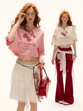 チェリーリボンTシャツ【ゆったりカジュアル・ショートスリーブ】
