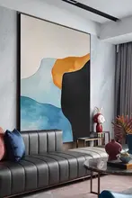 青い抽象芸術のハイエンド リビングソファ 背景