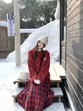 厚手の暖かい混紡ニットカーディガン【冬用・フィット・女性用】