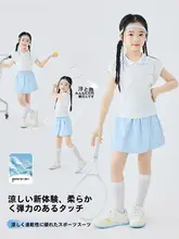 女の子用スポーツウェア テニススカート【夏用・速乾・ショートスリーブ】（セットアップ対応）