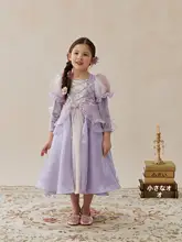 プリンセスドレス キッズ ガールズ 秋 ベルベット パフスリーブ リボン装飾 バースデー 発表会 「SONNYKIDS」