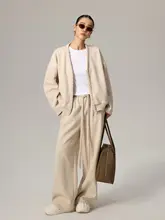 カーディガン パンツ 3点セット レディース ケーブル編み Vネック 長袖 おしゃれ デザイン 「ZzZHANG」