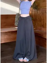 高級感のあるグレーのスーツパンツ【夏用・ハイウエスト・フィット・ワイドレッグ】（セットアップ対応）