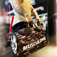 MUSCLE DOG 大容量のキャンバス手提げバッグ【迷彩柄・スポーツ・旅行用】