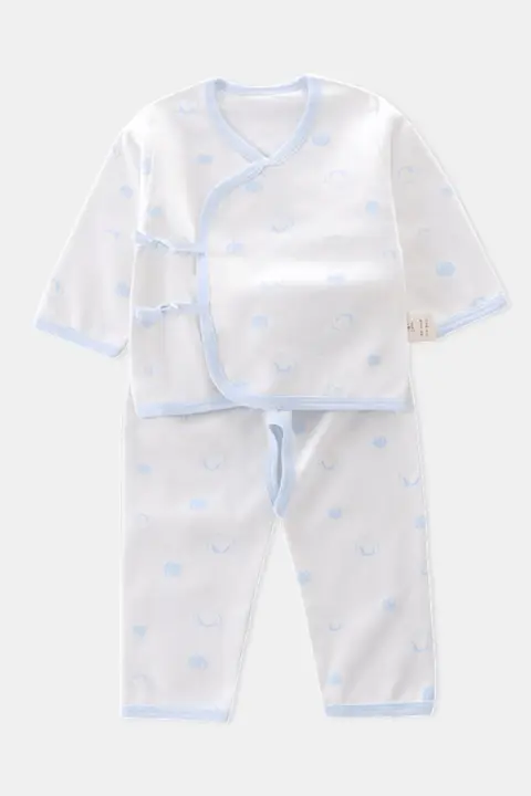 春秋用の薄手長袖ベビー服【純綿・無骨デザイン・ハーフバック】