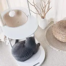 キャットタワー ベッド一体型 カプセル型 サイザル麻 シンプル おしゃれ ホワイト 猫用 「limolimo」