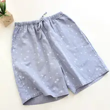 夏用コットンカップルショートパンツ【全棉・ダブルガーゼ・チェック柄・薄手・ルームウェア＆外出用】（セットアップ対応）