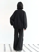 セットアップ レディース ワーク スタンドカラー ジャケット 膝タック ワイドパンツ カジュアル 春 秋