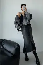 ヴィンテージ風デニムジャケットとフィッシュテールスカート【春用・女性用】（セットアップ対応）