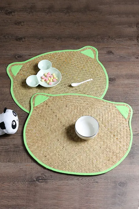 ランチョンマット プレースマット キッズ 男の子 女の子 海草編み キャラクター柄 かわいい 耐熱 断熱 滑り止め 学習 デスクマット 「KENS」