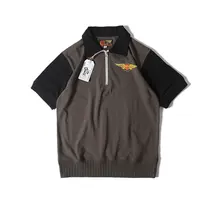 MOTORCYCLE 半袖Tシャツ【バイカラー袖・襟付き・ライダーススタイル】