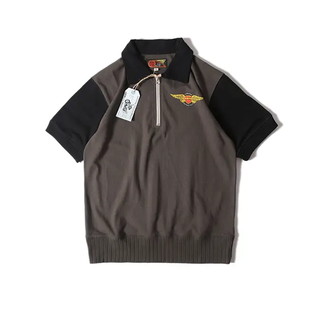MOTORCYCLE 半袖Tシャツ【バイカラー袖・襟付き・ライダーススタイル】