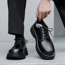 厚底レザービジネスシューズ【黒・メンズ・カジュアル・通勤用】