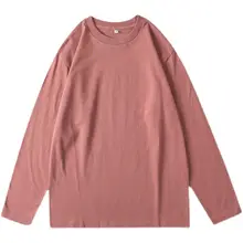 長袖Tシャツ レディース コットン100% 無地 モランディカラー レンガ色 ルーズ ヴィンテージ 春