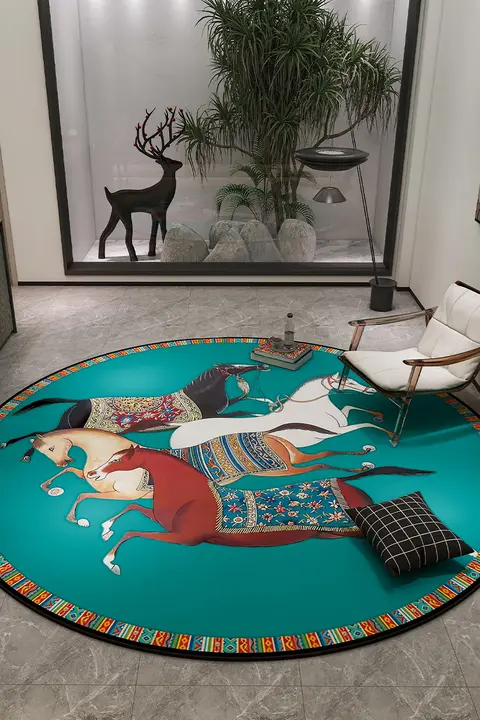 おしゃれな円形カーペット【リビング・ソファ・テーブル用・軽やかさと高級感】