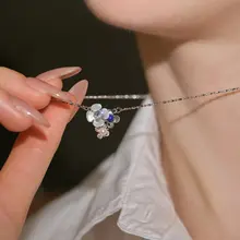 青金石の花デザインネックレス【パールとキュービックジルコニア付き・女性用】