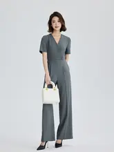 夏の通勤に最適！収腰デザインのロングサロペット【2ピース・ゆったりシルエット】（セットアップ対応）