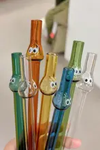 厚手の耐熱ガラスストロー【黒熊デザイン・防爆・コールドドリンク用】