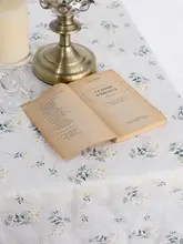 北欧風小花柄 テーブルクロス【長方形・刺繍・インテリア用】