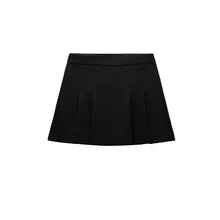 高腰ショートスカートパンツ【シンプル・カジュアル・プリーツデザイン】（セットアップ対応）