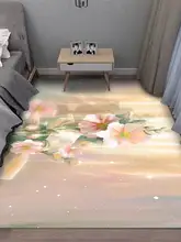 北欧風 シンプルデザイン ベッドサイド用 極上の柔らかさのアートフラワー風じゅうたん【防ダニ・厚手】