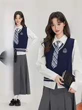 春の学院風コーディネート【ベスト・シャツ・ワンピース】（セットアップ対応）