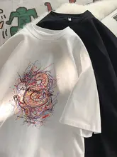 国風デザイン 半袖Tシャツ【ドラゴンプリント・コットン・夏用】