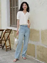 極上の柔らかさ ライセール素材の半袖ブラウス【Vネック・パフスリーブ・通勤用】