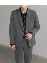 洗練されたデザインの韓国風ビジネスジャケット【男性用・秋用・スリムフィット】
