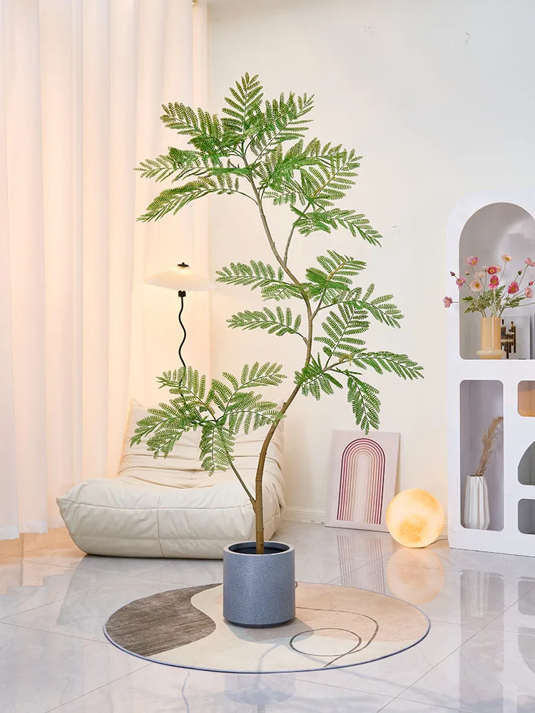 韓国インテリアを再現｜カフェ風部屋の作り方 - ブルーボトルツリー風人工観葉植物のデザインと設置原理