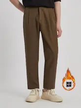 春夏用の薄手ストレートパンツ【メンズ・ゆったり・九分丈・シンプルデザイン】（セットアップ対応）