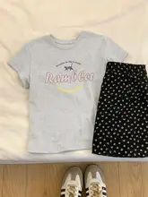 アメリカンリトロプリントのコットンTシャツ【女性用・ゆったりシルエット・カジュアル・短袖】