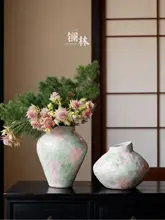 花瓶 陶器 チャイナテイスト ヴィンテージ 淡いピンク 爽やか リビング 玄関 インテリア雑貨