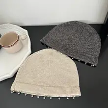 シンプルなニット帽【冬用・フリンジ付き・丸型キャップ】（セットアップ対応）