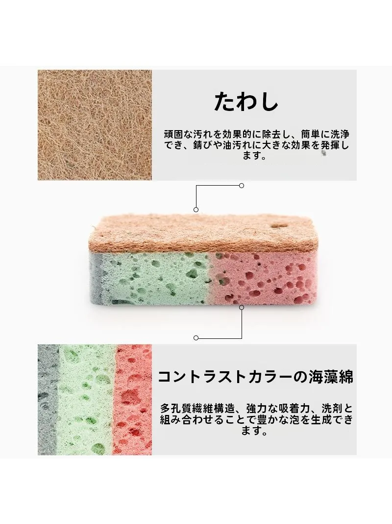キッチン用洗浄スポンジ：木製パルプ素材による環境負荷低減と実用性のバランス