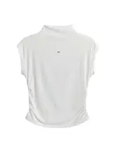 高級感のある白色の短袖Tシャツ【夏用・フィットデザイン・ウエストシェイプ】