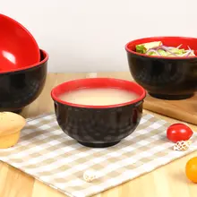 プラスチック製 ブラック＆レッドミックス 麺用ボウル【商業用・朝食やスープ用】