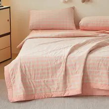 天然素材使用の夏用掛け布団【全棉・水洗い加工・学生寮用】
