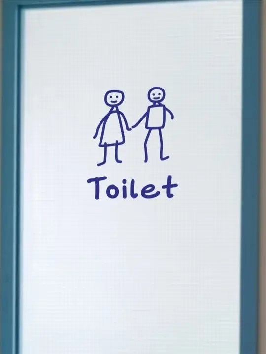 抽象デザインのトイレ用ステッカー【男女トイレ表示・ガラスドア用】