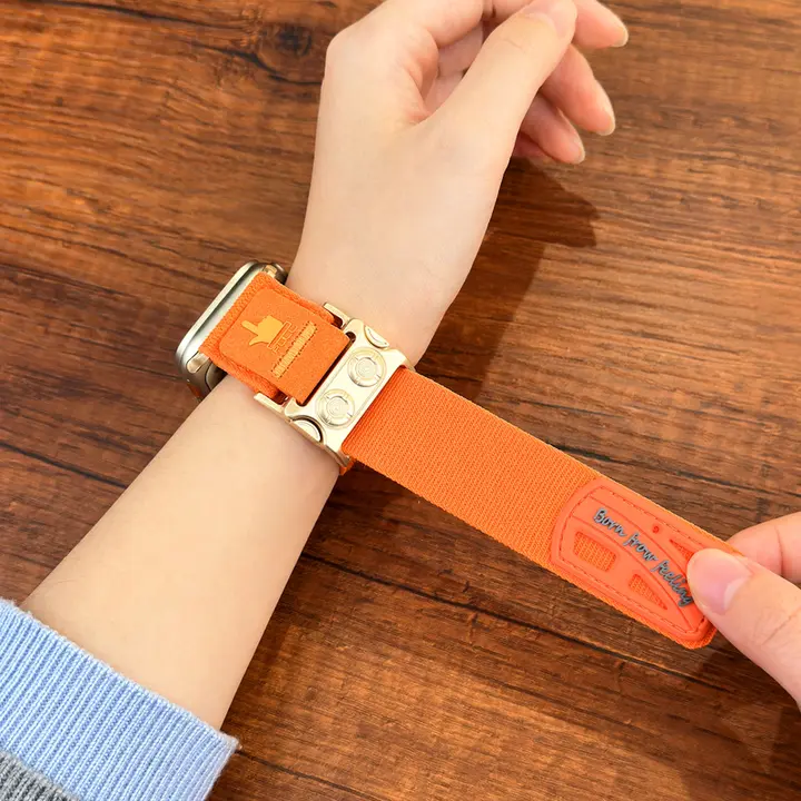 Apple Watch用 バンド メンズ ナイロン 編み込み マグネット式 面ファスナー 通気性 スポーツ