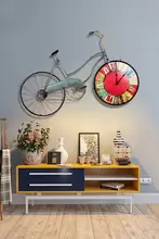 アイアン製 ヴィンテージ工業風自転車ウォールデコレーション【時計付き・壁掛け・インテリア装飾用】